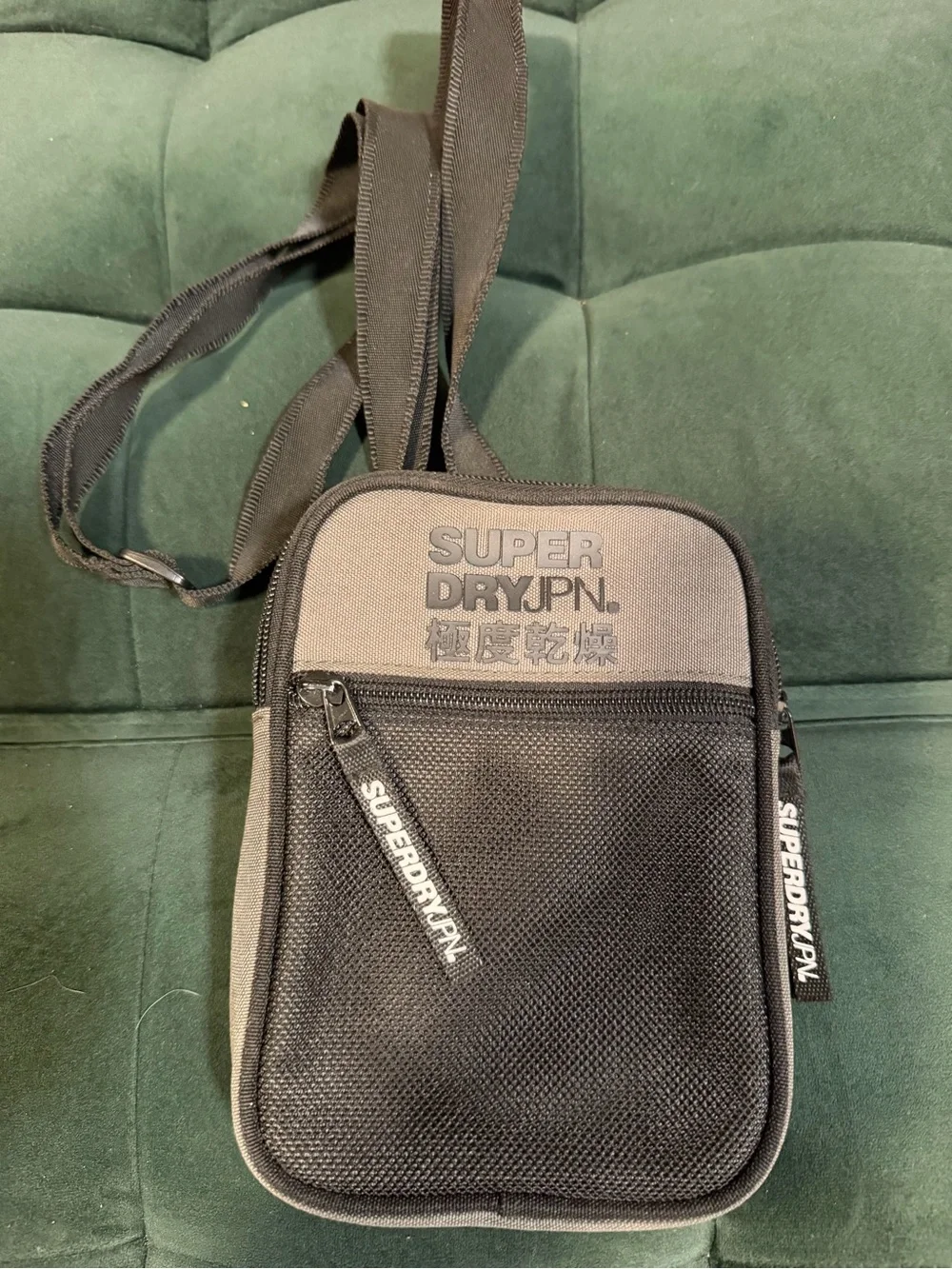 Superdry JPN Gray Black Crossbody Side Bag
